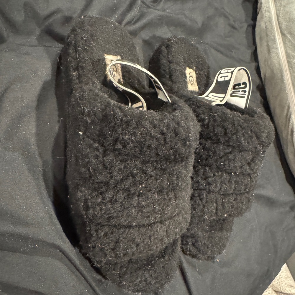 UGG Black Fluffy Slides